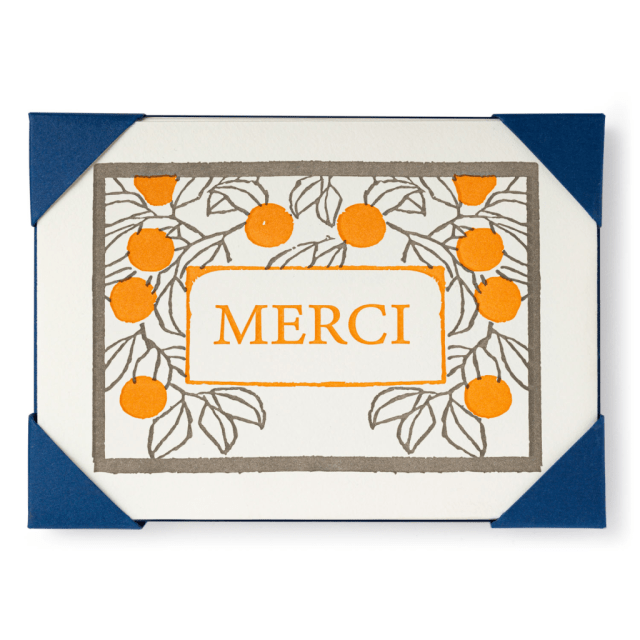 Merci Oranges Notelet Card Set (5 pk) · Notecards by Archivist Gallery | United States & Canada