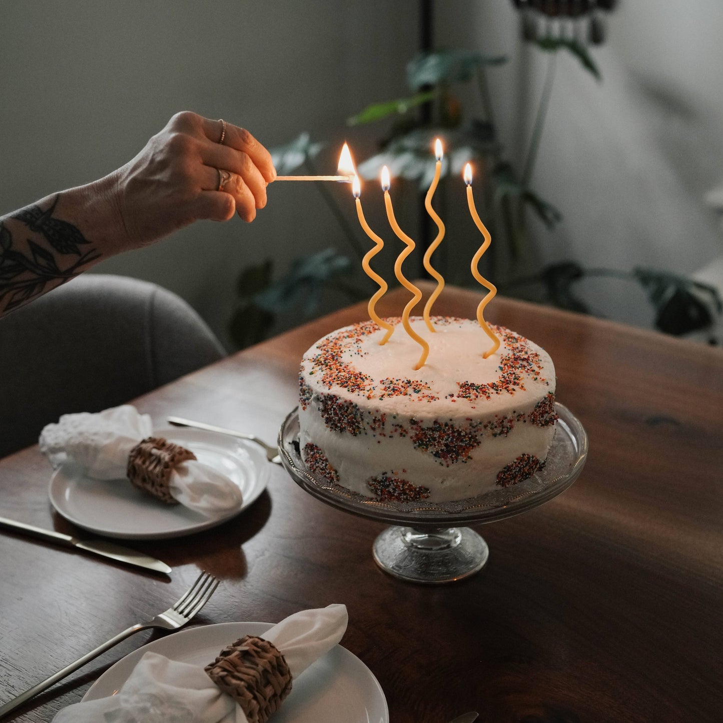 Curly Beeswax Birthday Candles