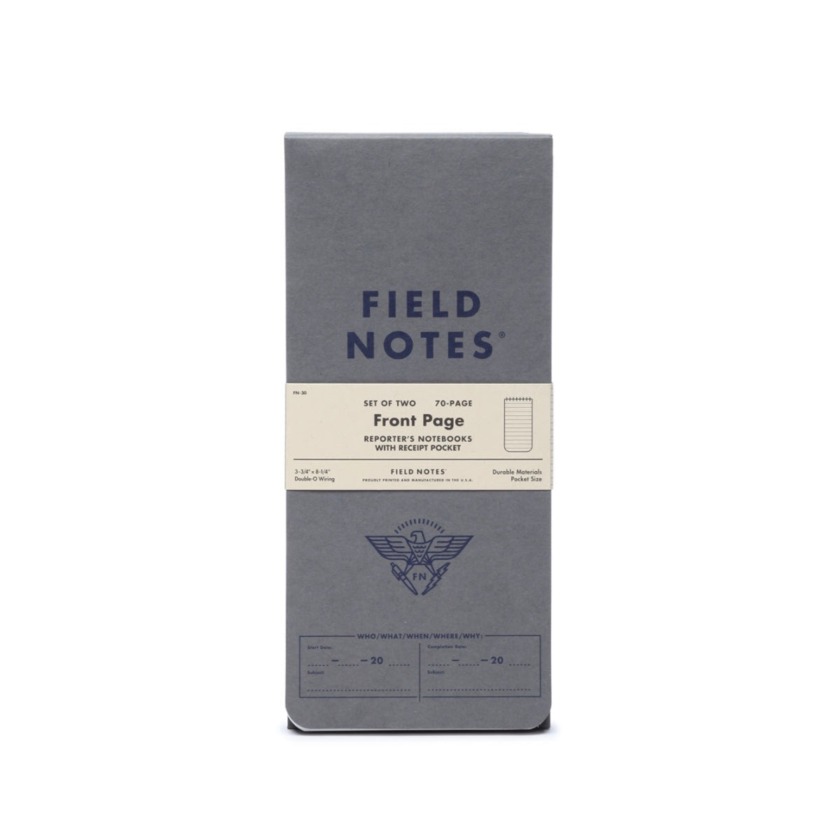 Front Page · Reporter's Notebook Pk · Field Notes