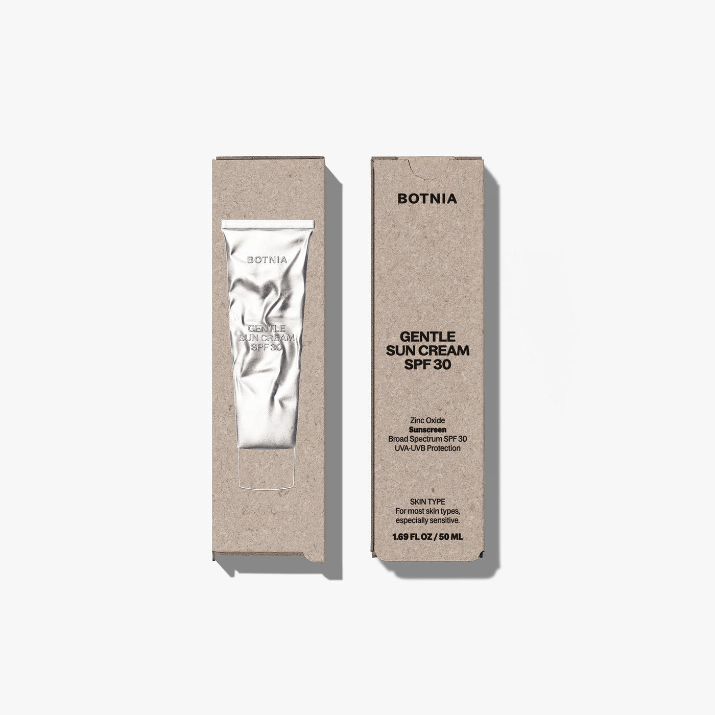 Botnia Gentle Sun Cream SPF 30 on gray background