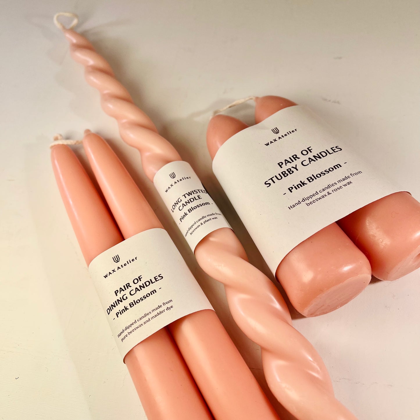 Wax Atelier Beeswax Dining Candles · Pink Blossom
