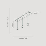 Linear Triple Pendant in Brass