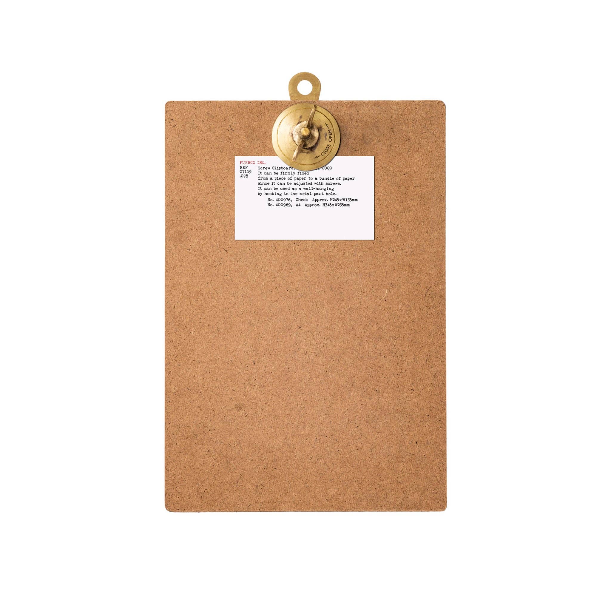 Puebco Brass Clipboard A4 with index card at socius design