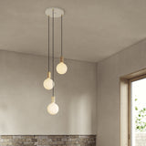 Triple Pendant in Oak - White Canopy