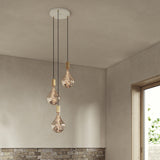 Triple Pendant in Oak - White Canopy