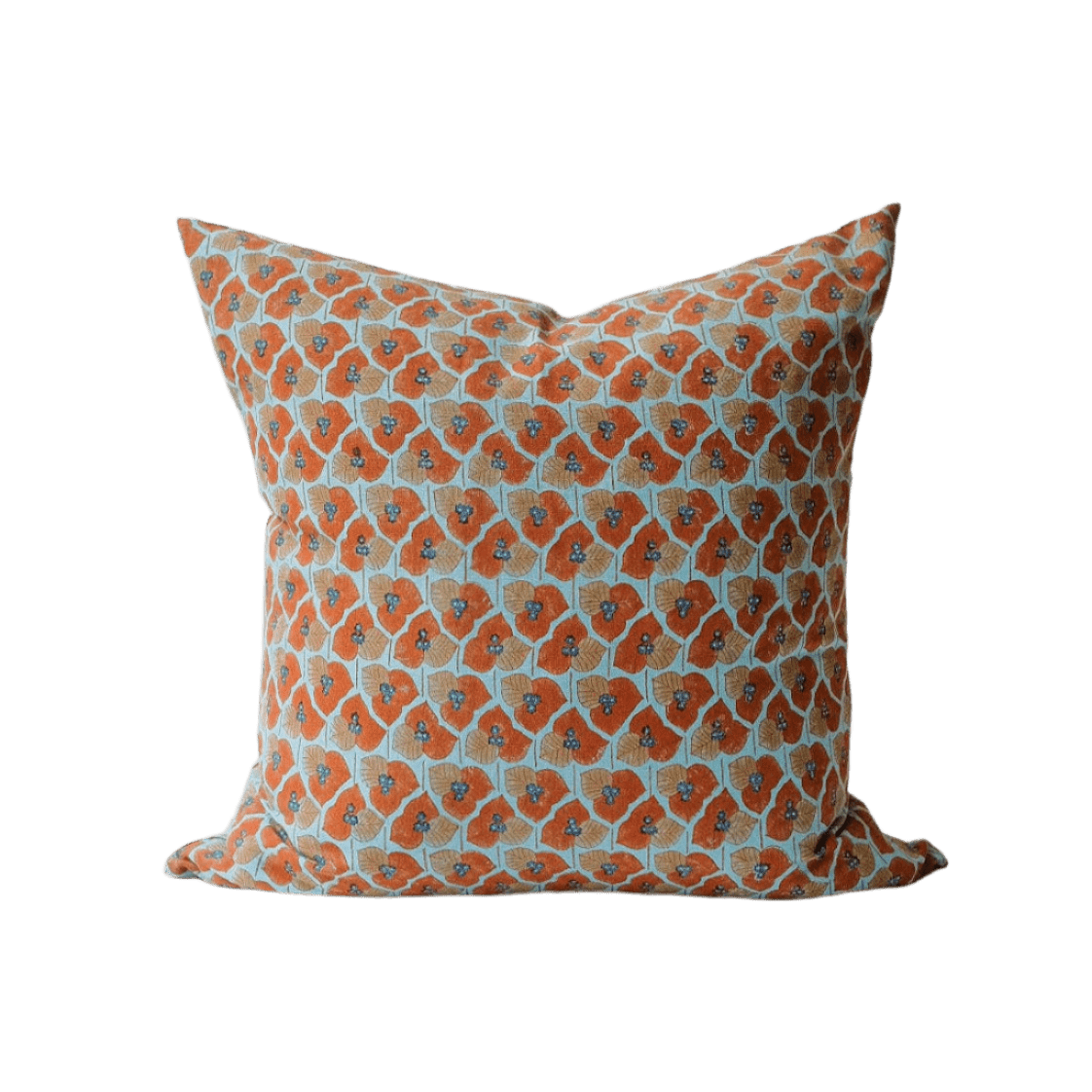 Aliya Hand Block-Printed Linen Pillow · 22x22
