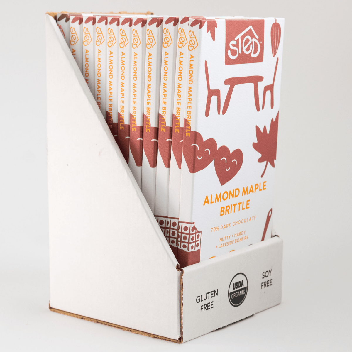 Sted Chocolate · Almond Maple Brittle Dark Chocolate Bar | socius design in Rochester, MN