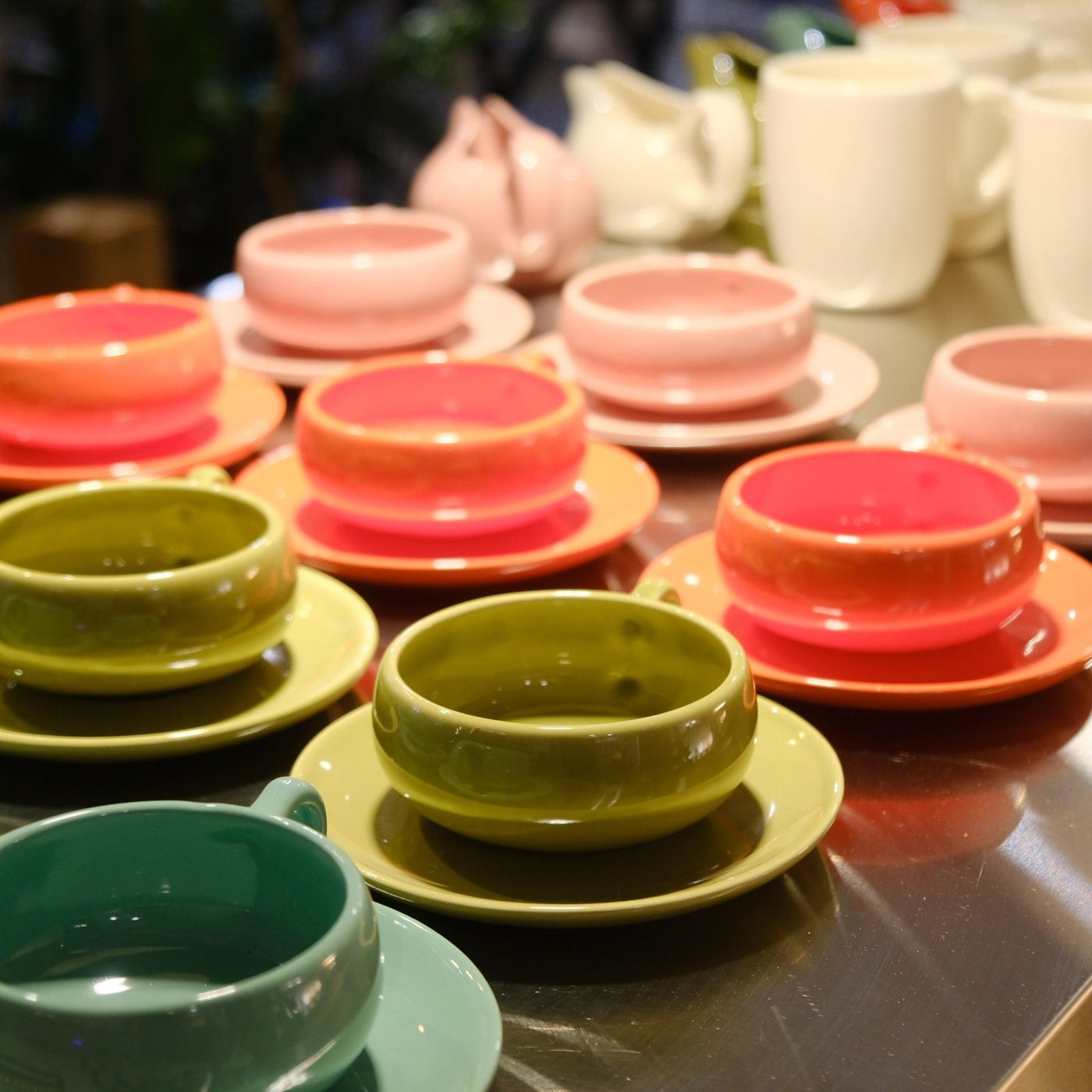 Bauer Pottery · American Modern Cup & Saucer | Coral | socius design in Rochester, MN
