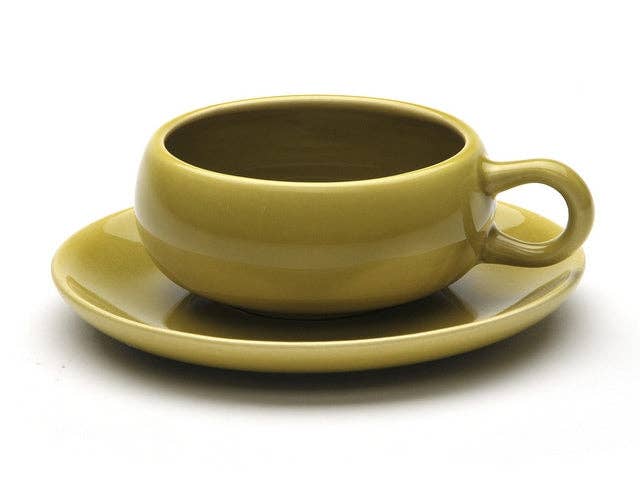 Bauer Pottery · American Modern Cup & Saucer | Russel Wright Chartreuse | socius design in Rochester, MN