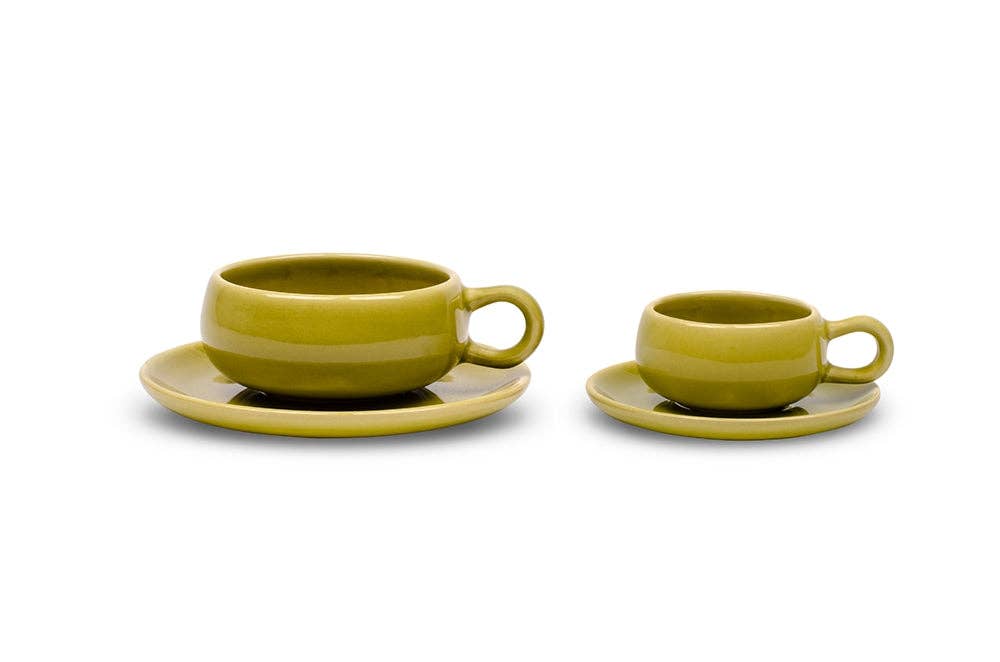 Bauer Pottery · American Modern Cup & Saucer | Russel Wright Chartreuse | socius design in Rochester, MN