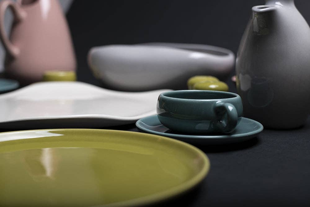 Bauer Pottery · American Modern Cup & Saucer | Russel Wright Chartreuse | socius design in Rochester, MN