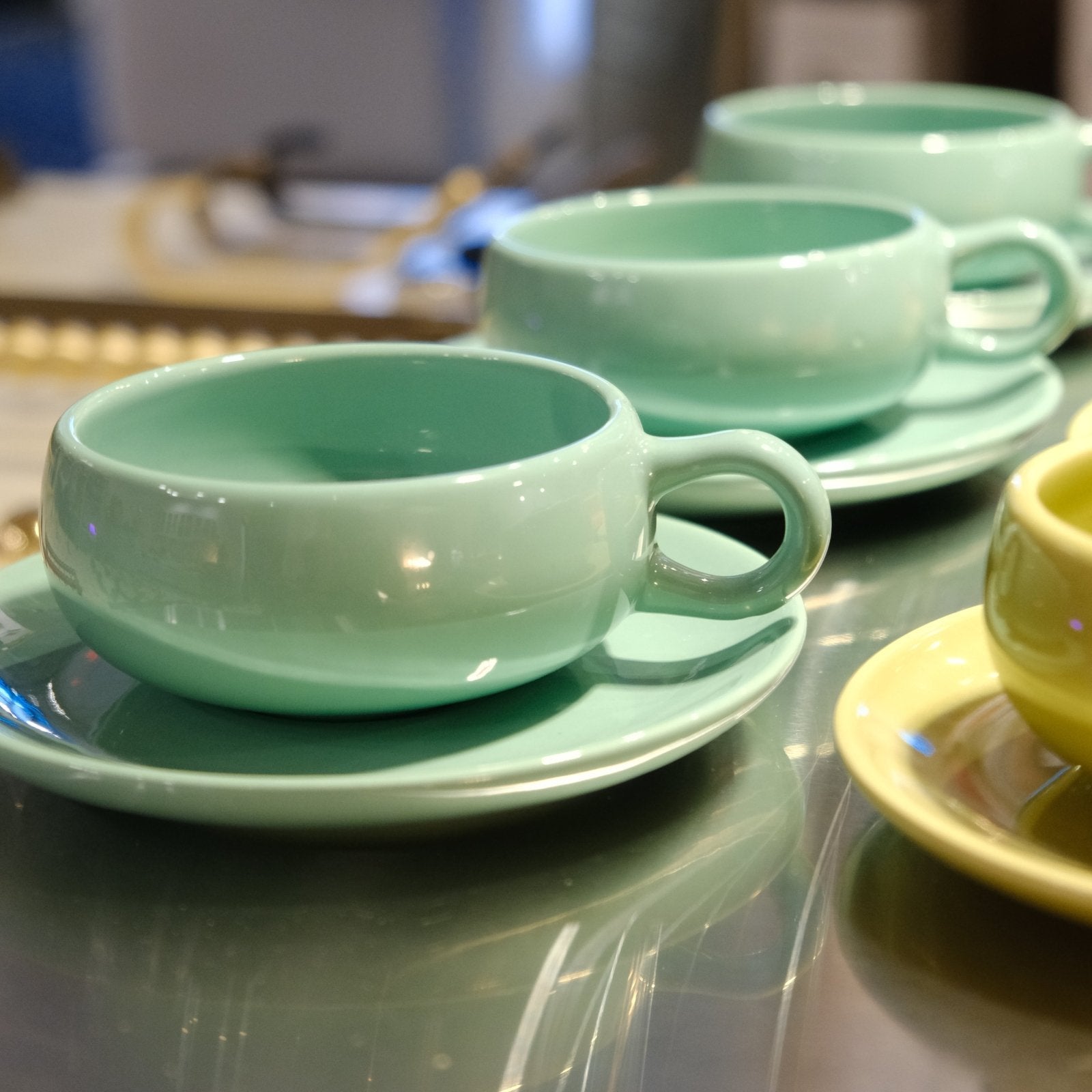 Bauer Pottery · American Modern Cup & Saucer | Turquoise | socius design in Rochester, MN
