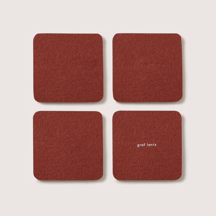 Graf Lantz · Bierfilzl Merino Wool Square Coaster Solid 4 Pack · Terracotta | socius design in Rochester, MN