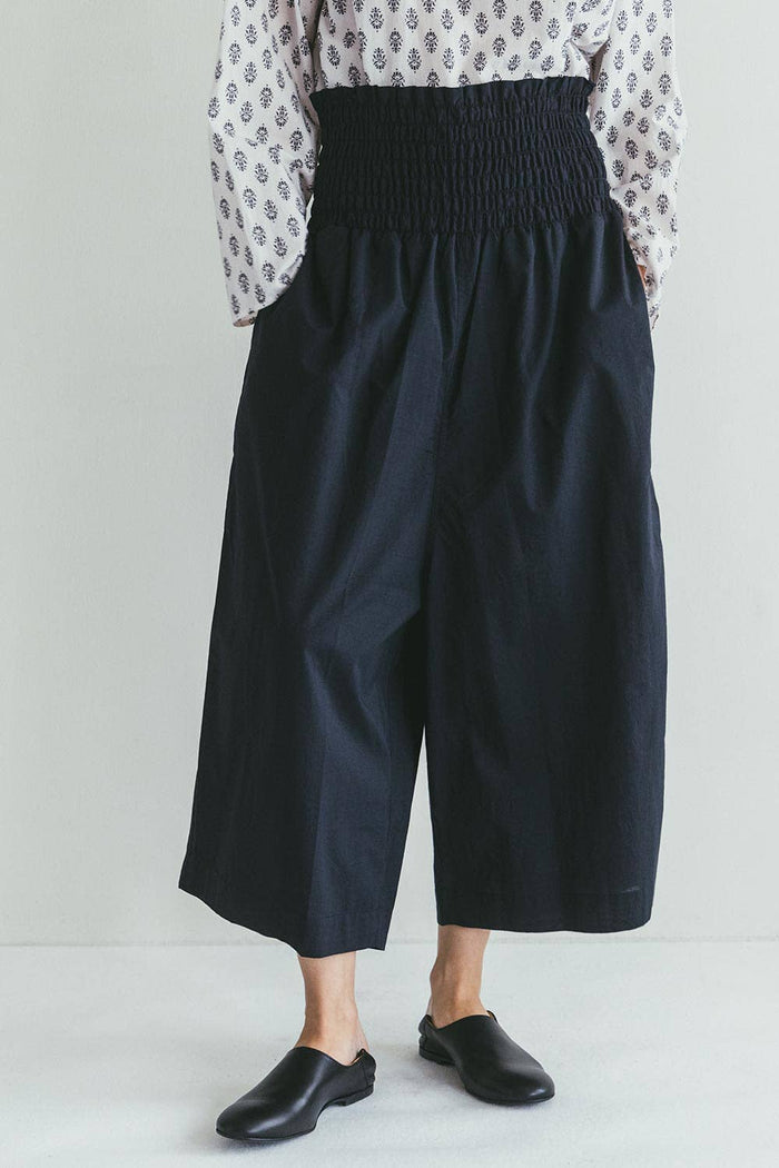 Fog Linen Work · Bipul Shirred-Waist Pants · Ink Navy | socius design in Rochester, MN