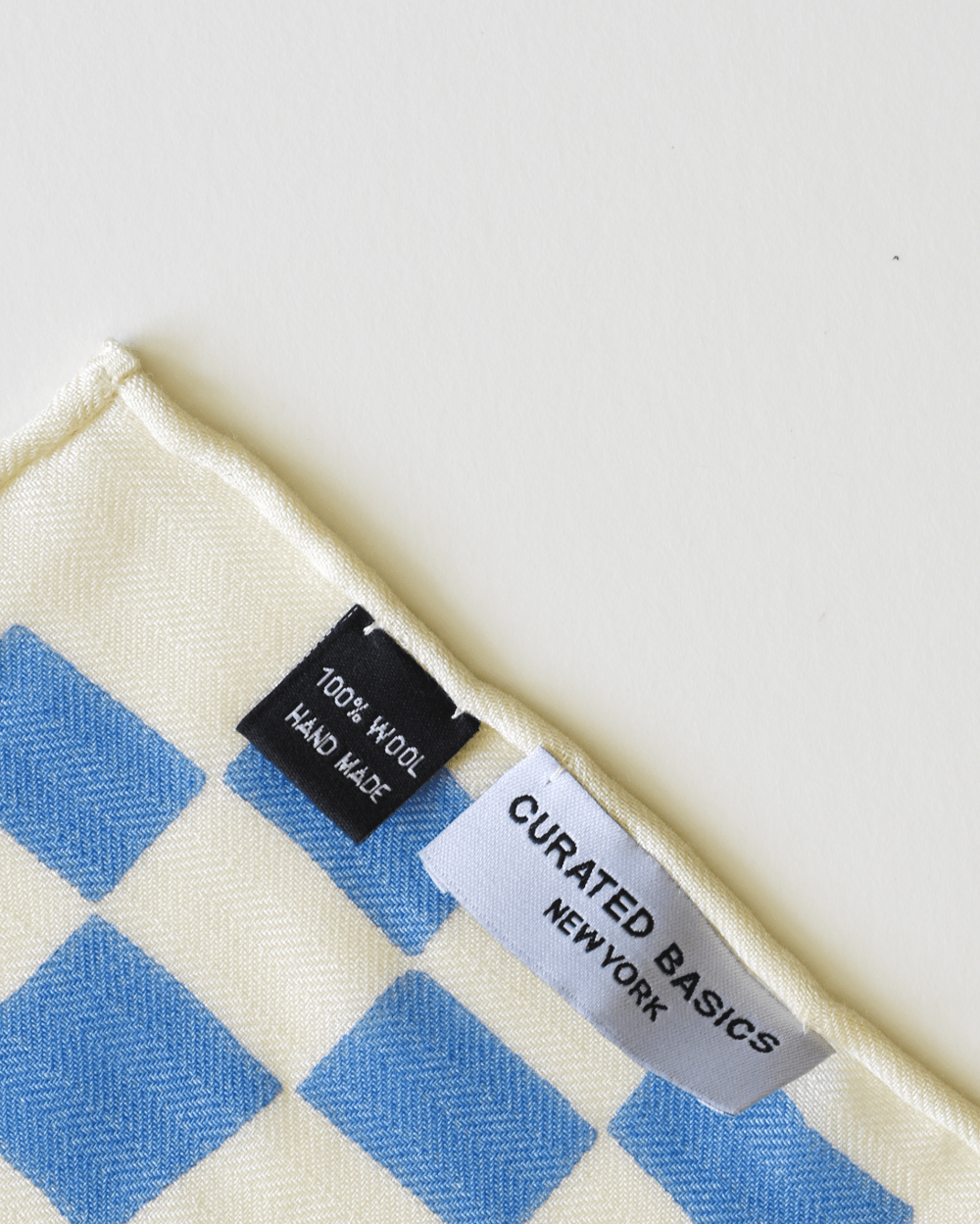 Curated Basics Blue Checker Wool Pocket Square | socius design shop | Rochester, MN