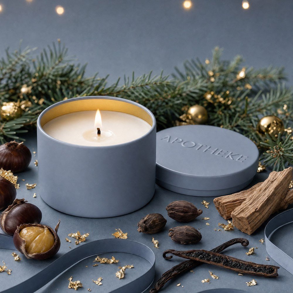 APOTHEKE · Cardamom Chestnut Mini Tin Candle | socius design in Rochester, MN