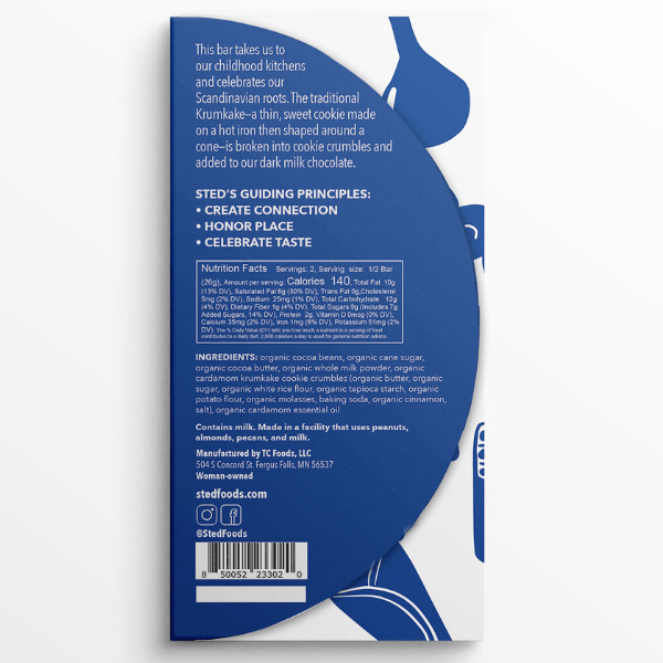 Sted Chocolate · Cardamom Krumkake Cookie Chocolate Bar | socius design in Rochester, MN