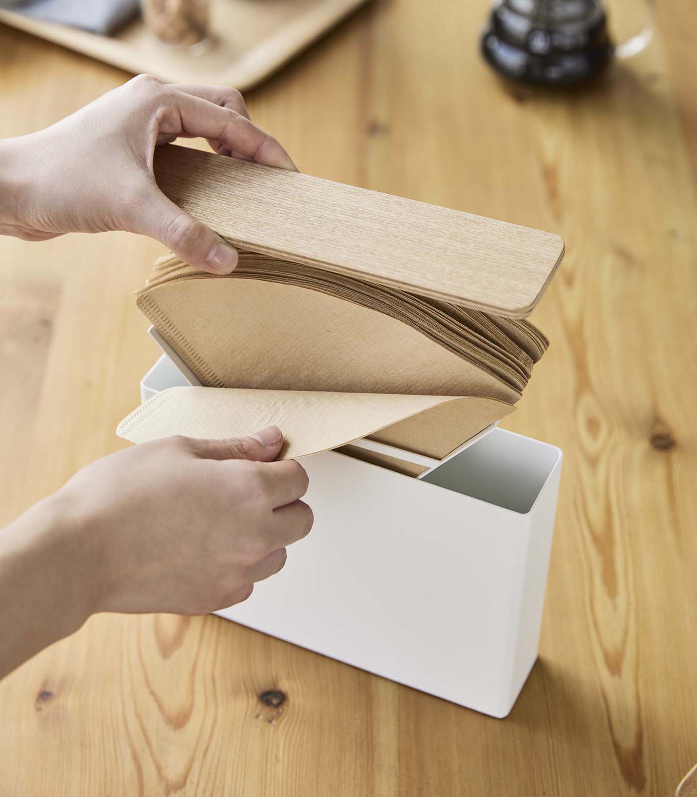 Yamazaki Home · Coffee Filter Case - Size 04 - Steel + Wood | socius design in Rochester, MN