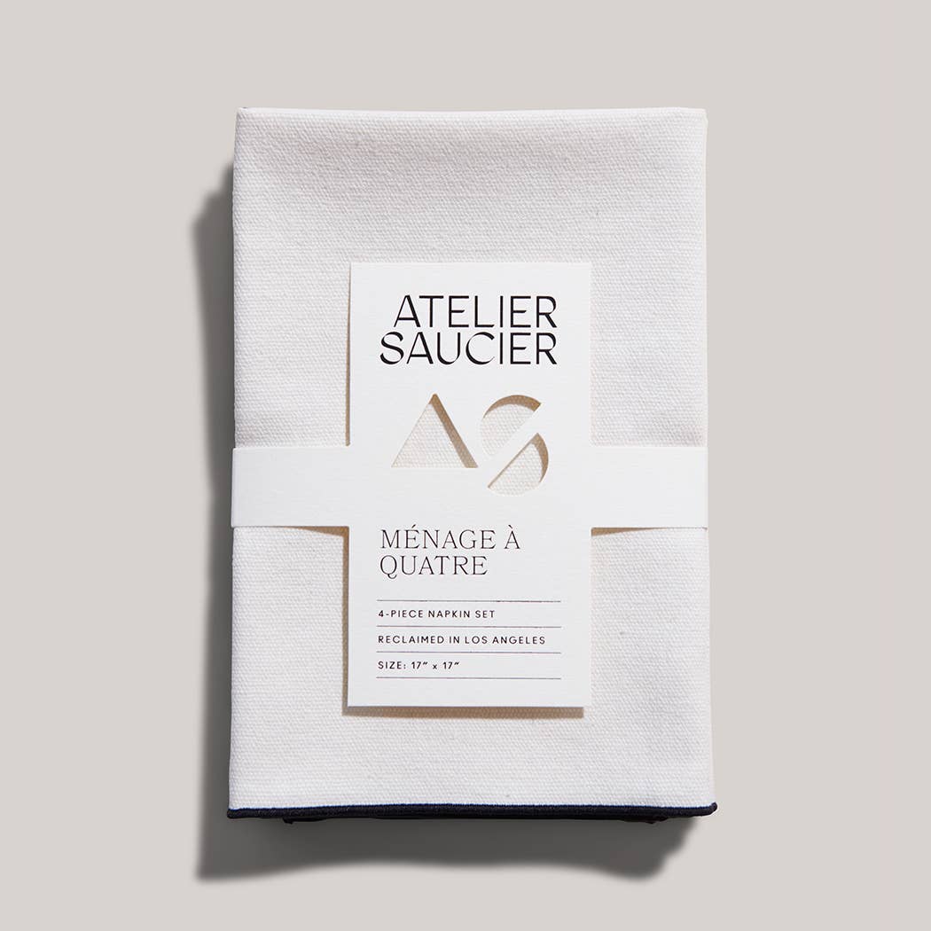 ATELIER SAUCIER · Cream Burlap Noir Napkins | Set of 4 | socius design in Rochester, MN
