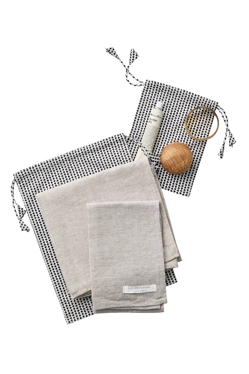 Drawstring Bag M/Lset Arrow Black · Fog Linen Work