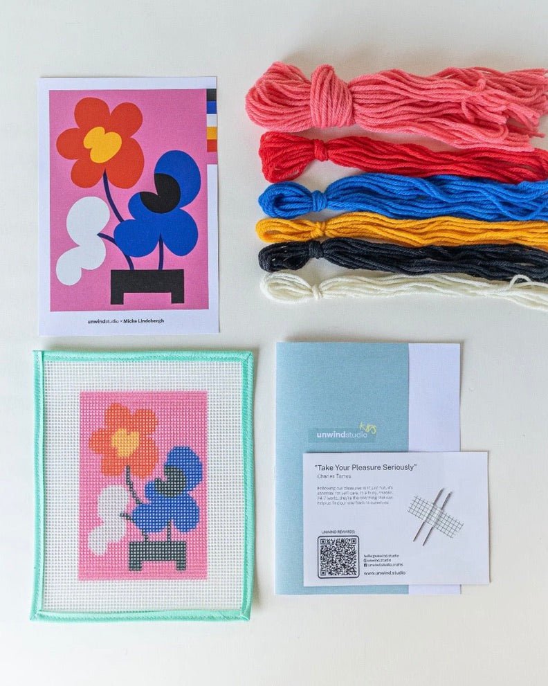 Unwind Studio · Floral Trio · Kids Needlepoint Kit · Unwind Studio | socius design in Rochester, MN