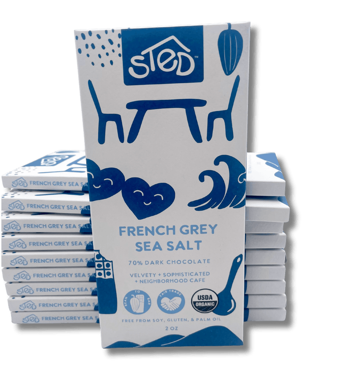 Sted Chocolate · French Grey Sea Salt Dark Chocolate Bar | socius design in Rochester, MN