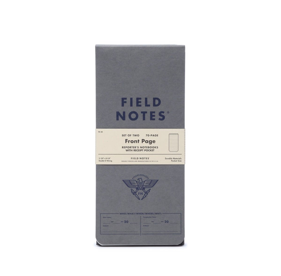 Front Page · Reporter's Notebook Pk · Field Notes
