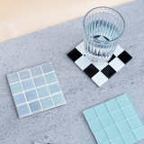Subtle Art Studios · Glass Tile Coaster · Black + White Checkered | socius design in Rochester, MN