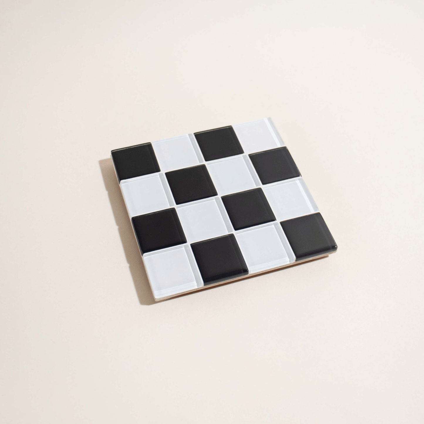 Subtle Art Studios · Glass Tile Coaster · Black + White Checkered | socius design in Rochester, MN