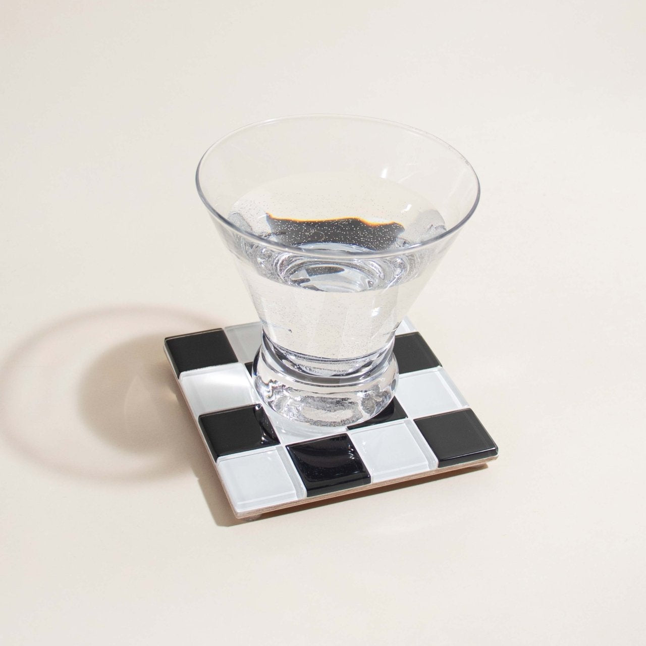 Subtle Art Studios · Glass Tile Coaster · Black + White Checkered | socius design in Rochester, MN