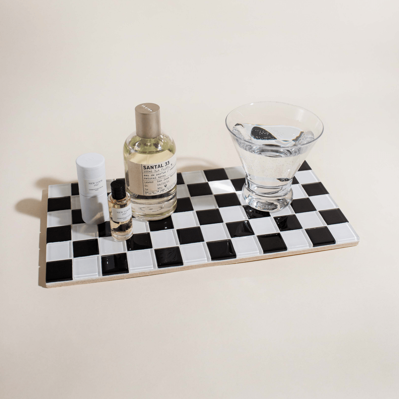 Subtle Art Studios · Glass Tile Decorative Tray · Black & White Checkered | socius design in Rochester, MN