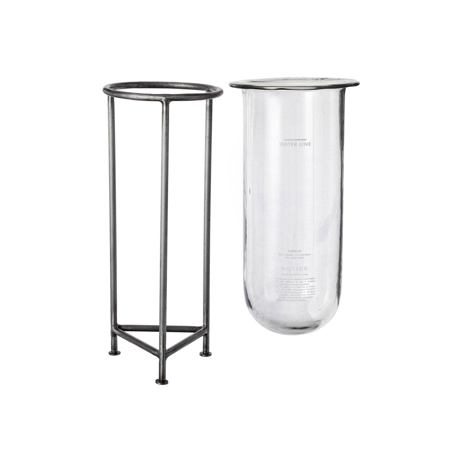 Puebco · Glass Tube Vase with Steel Stand | socius design in Rochester, MN