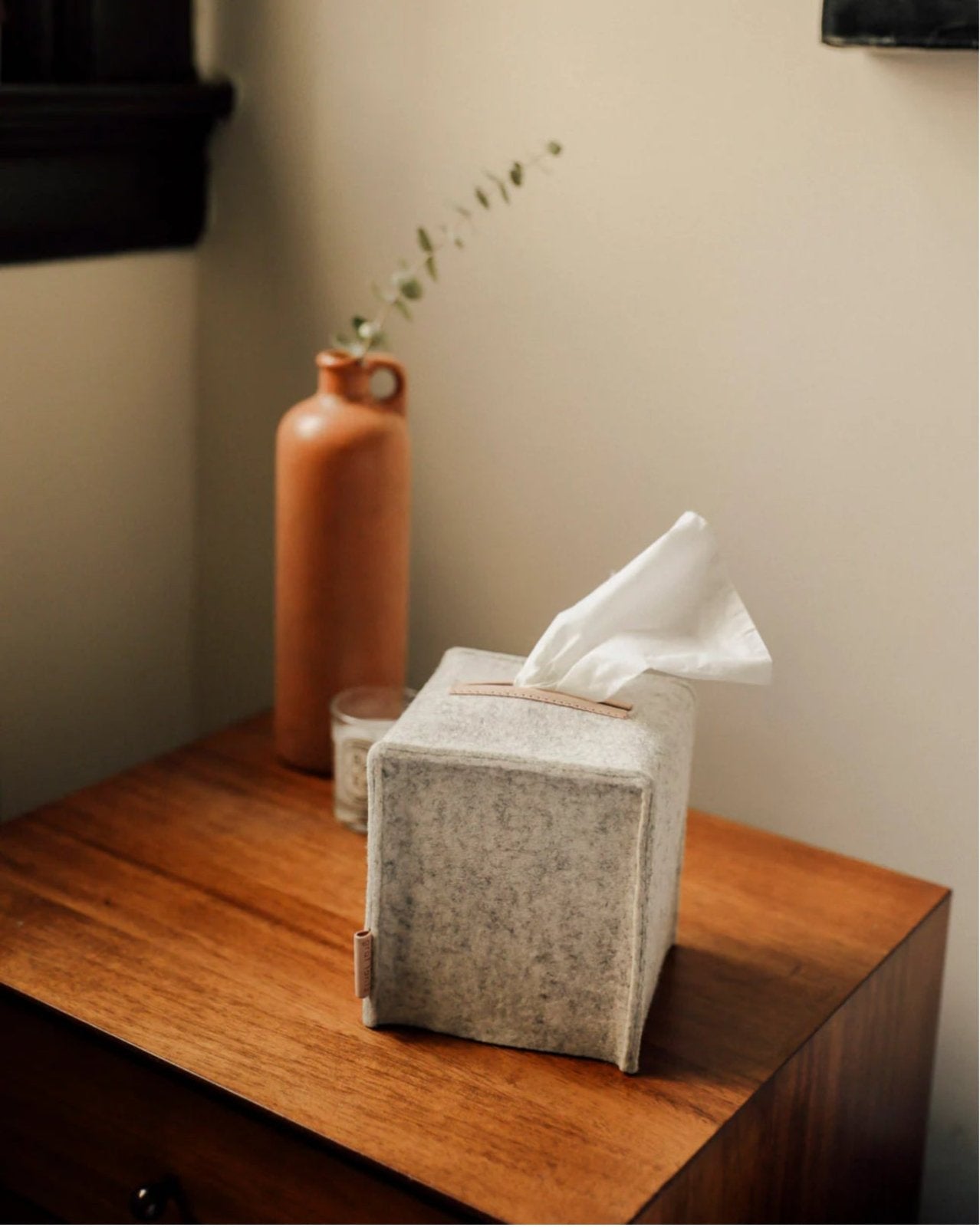 Graf Lantz · Graf Lantz Merino Wool Felt Tissue Box Cover · Heather White | socius design in Rochester, MN
