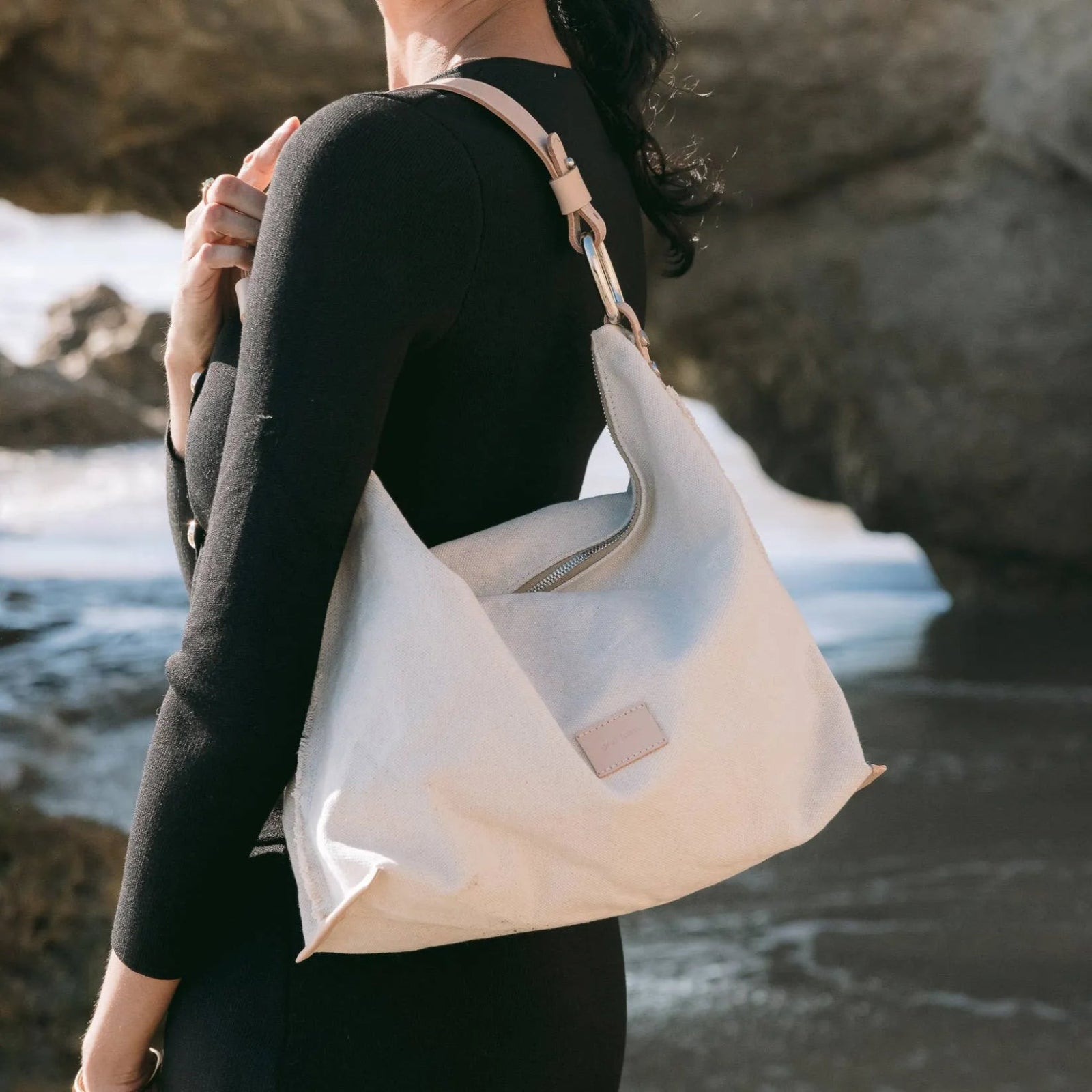 Graf Lantz · Hana Canvas Hobo Bag in Natural Vachetta | socius design in Rochester, MN