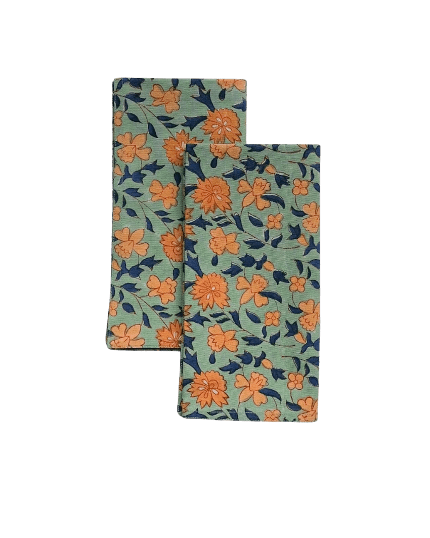 Soil to Studio · Hand Block - printed Linen Napkin Set (4) | Noor in Sage | socius design in Rochester, MN