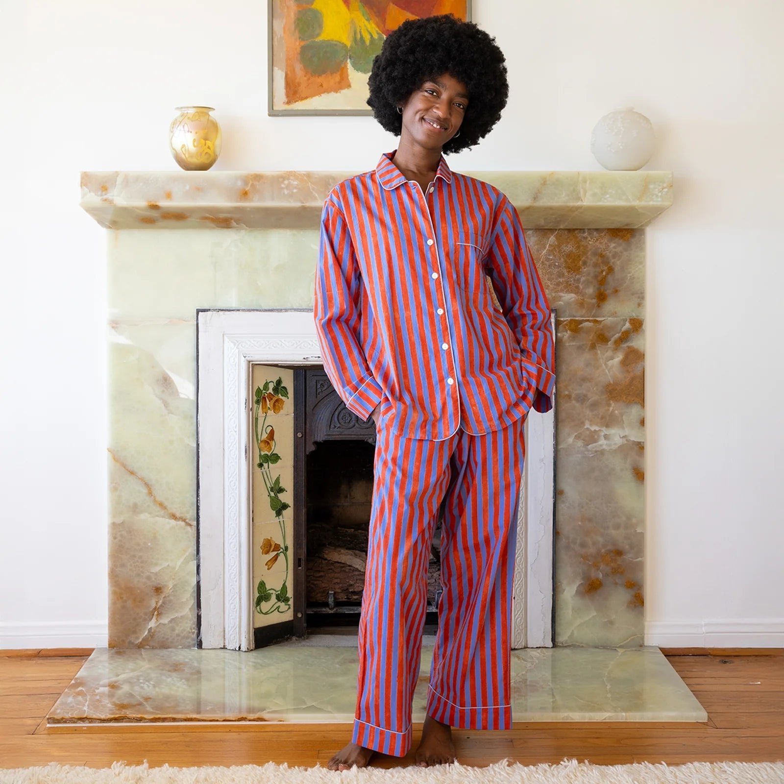 Block Shop · Hand Block - printed Pajama Set in Kingfisher | socius design in Rochester, MN