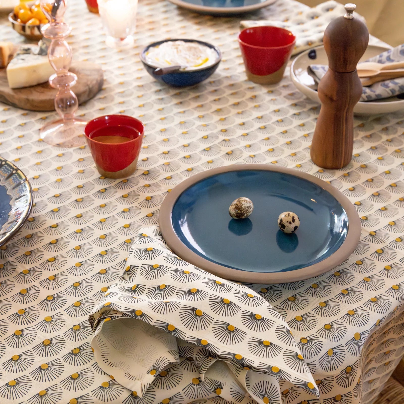 Block Shop · Hand Block - Printed Peacock Napkin Set · Ochre | socius design in Rochester, MN