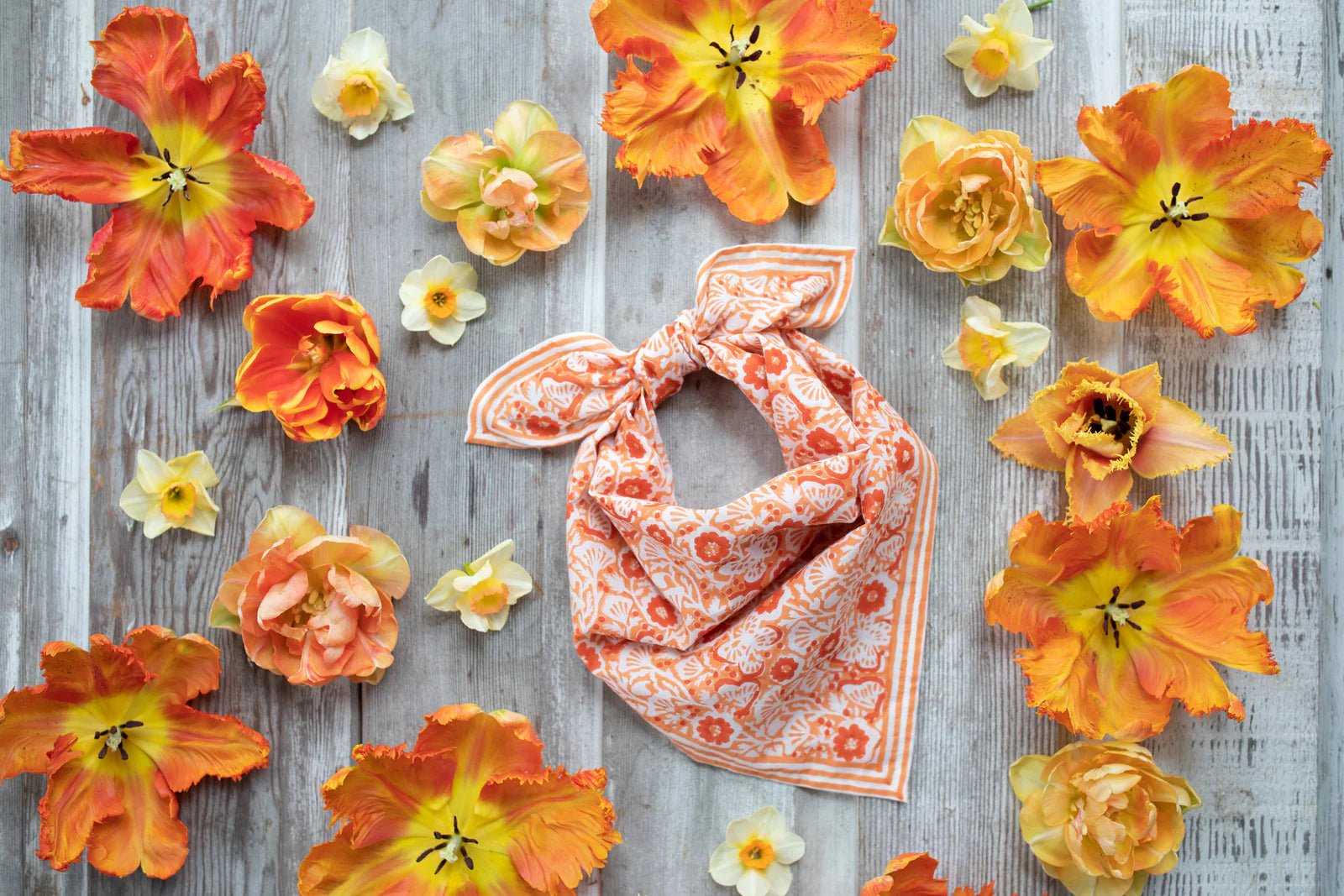Block Shop · Hand Block - Printed Poppy Bandana · Peach | socius design in Rochester, MN