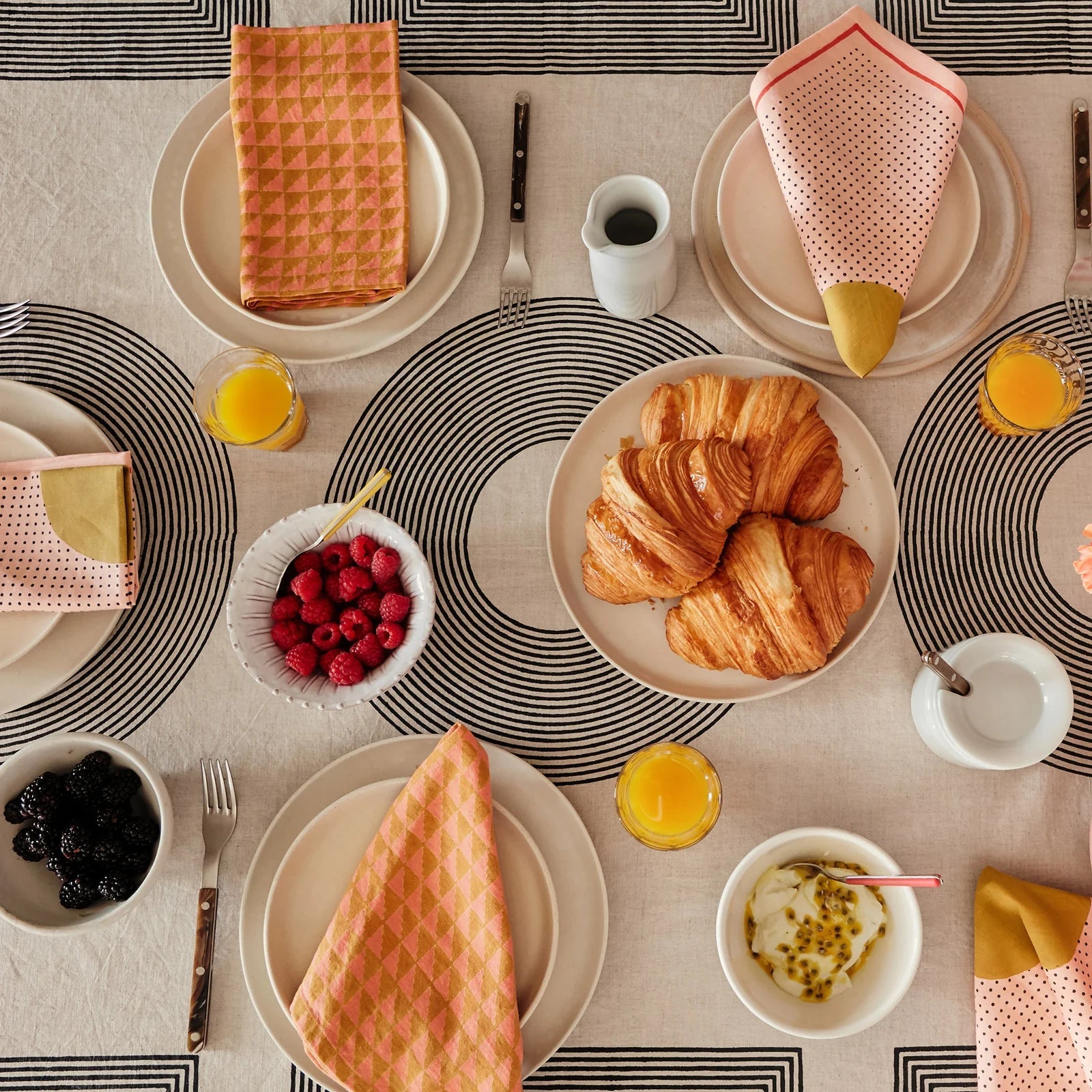 Block Shop · Hand Block - Printed Solstice Napkin Set · Peach | socius design in Rochester, MN
