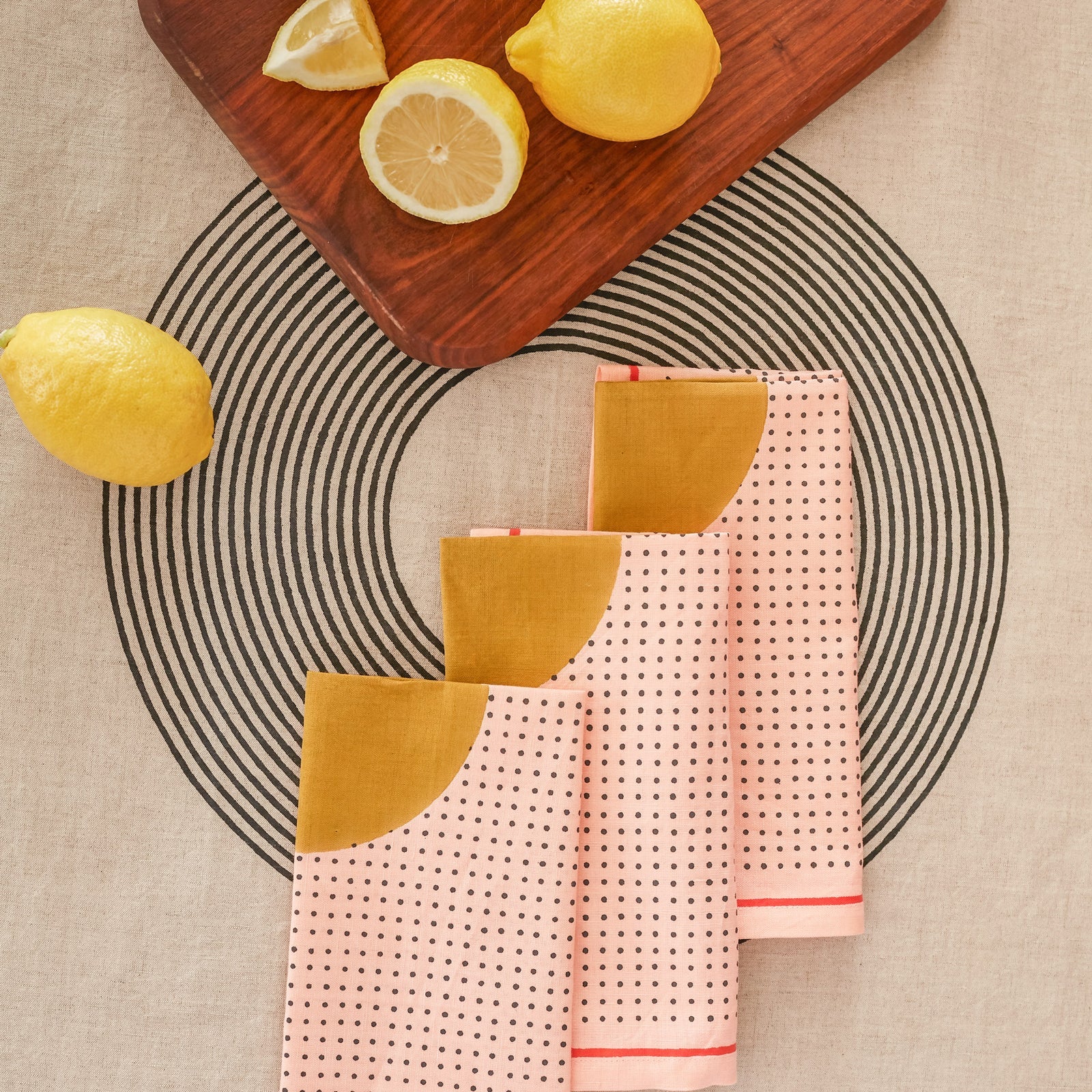 Block Shop · Hand Block - Printed Solstice Napkin Set · Peach | socius design in Rochester, MN