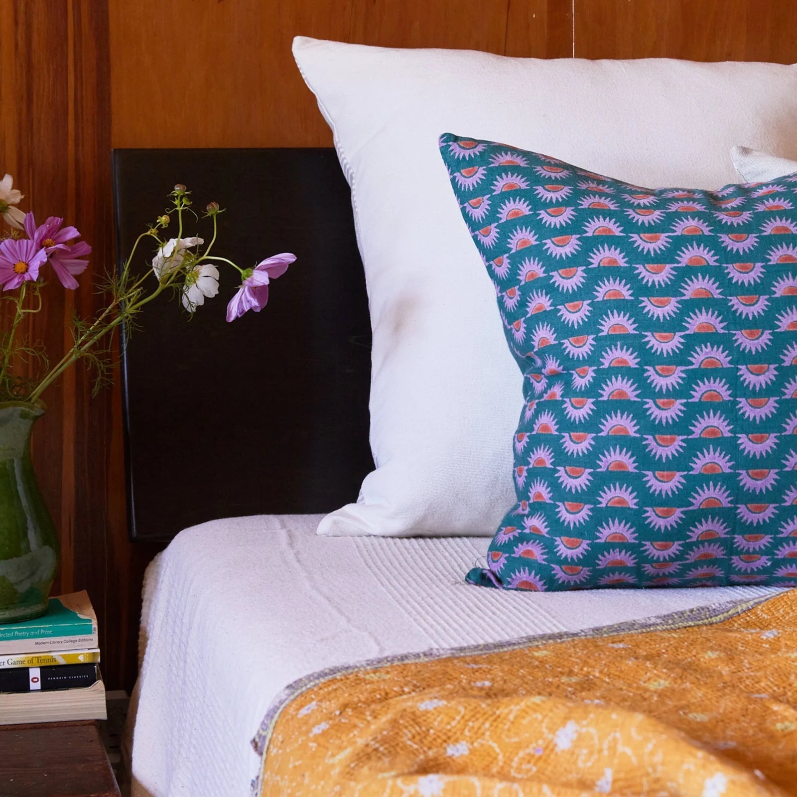 Block Shop · Hand Block - Printed Suns Throw Pillow · Violet | socius design in Rochester, MN