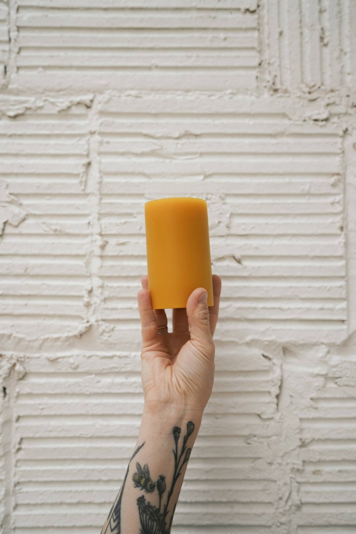 Slow Burn · Handmade Classic Beeswax Pillar | 2.5" x 4.5" | socius design in Rochester, MN