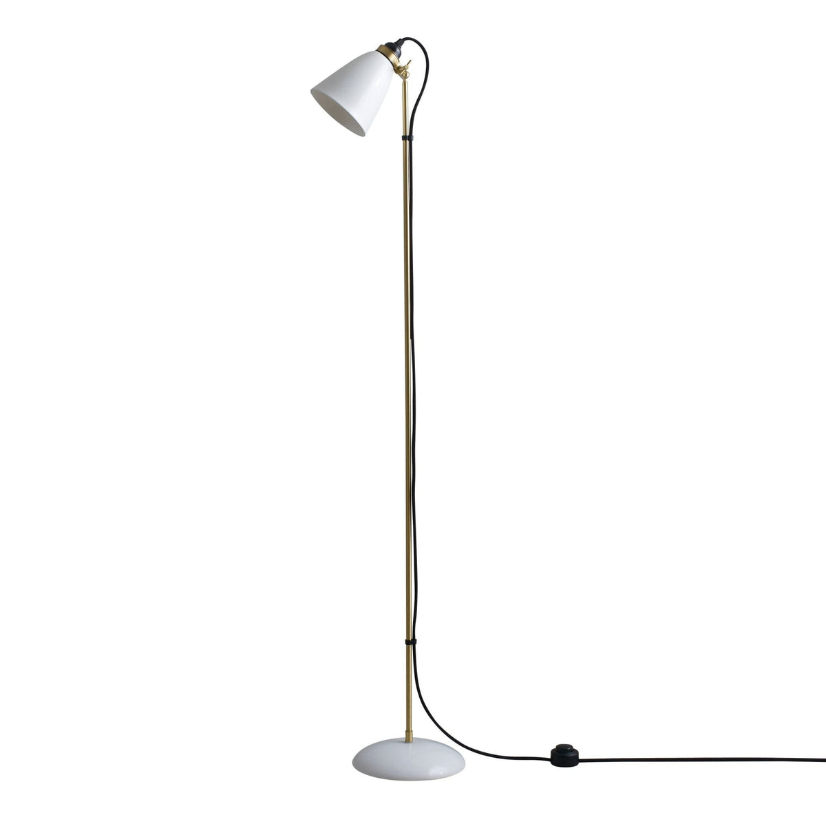 Original BTC Hector 30 Floor Light, satin brass with bone china shade