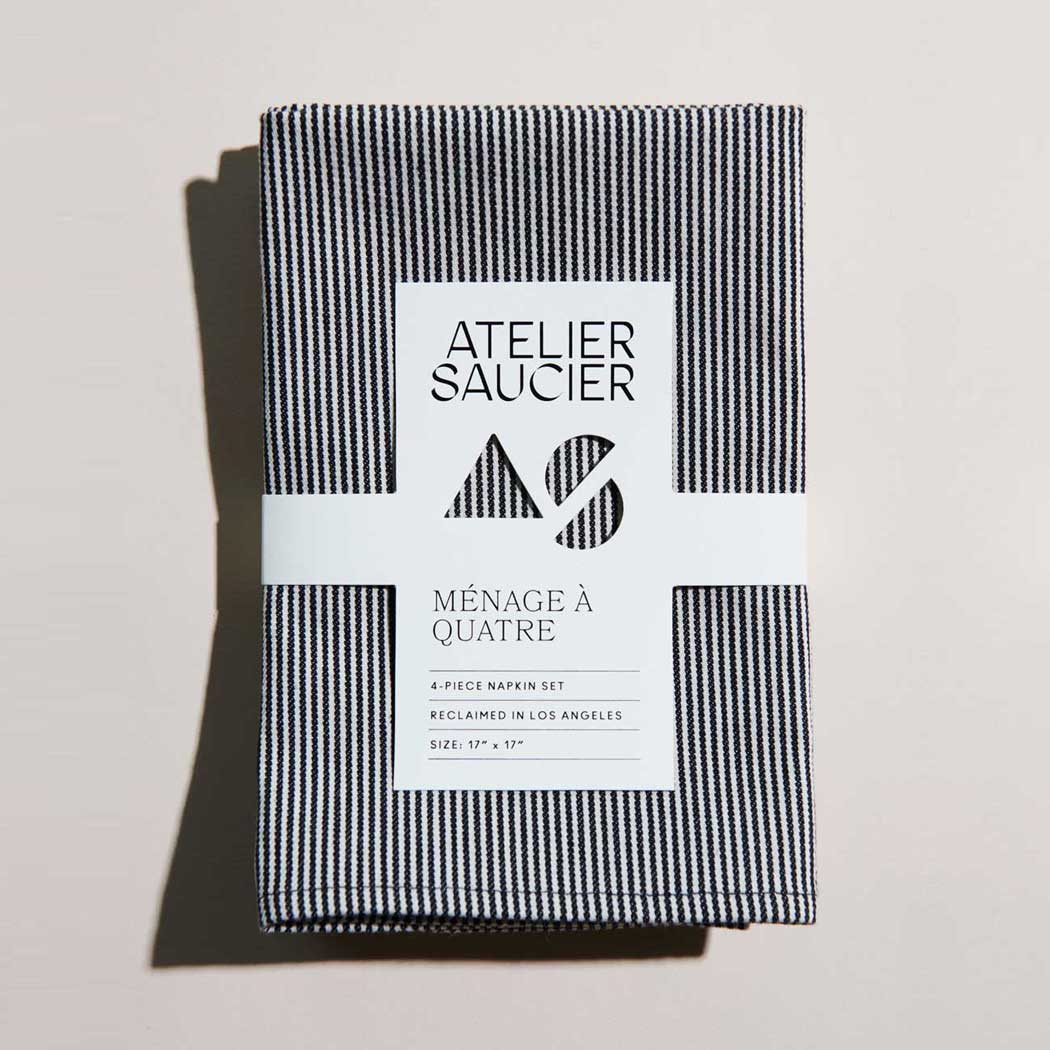 ATELIER SAUCIER · Hickory Stripe Reclaimed Fabric Napkin Set | socius design in Rochester, MN