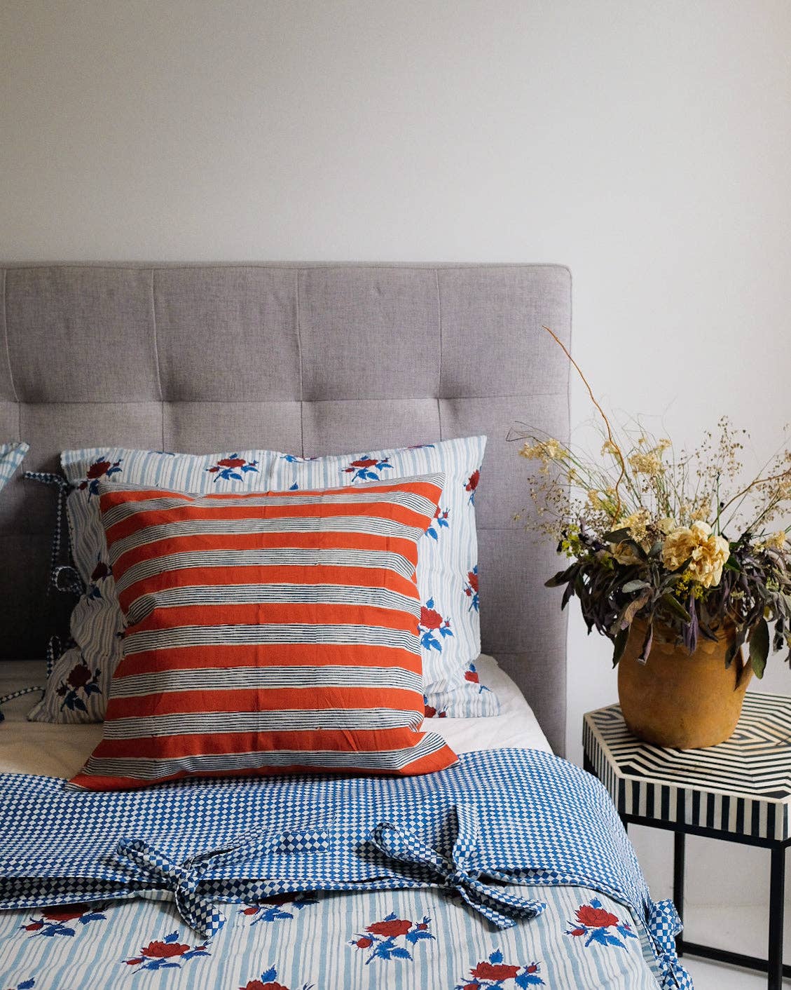 Soil to Studio · Indu Hand Block - printed Linen Pillow · Rojo | socius design in Rochester, MN