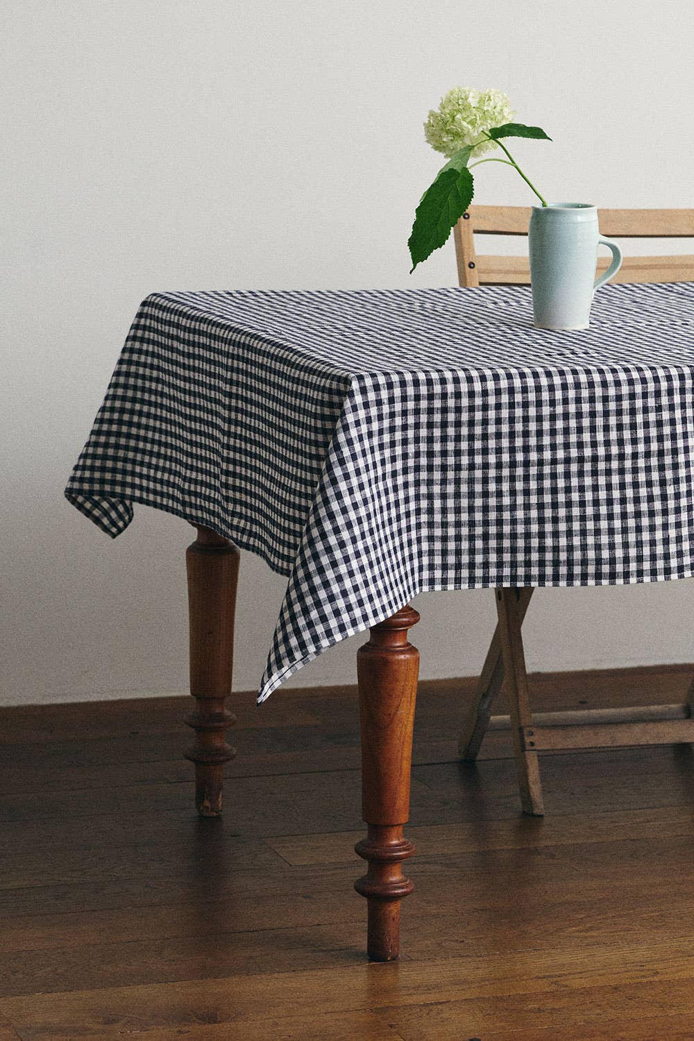 Fog Linen Work · Linen Table Cloth in Navy White Check · Square | socius design in Rochester, MN