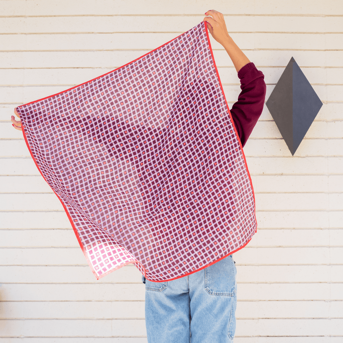Block Shop · Maroon Hearts Square Scarf | socius design in Rochester, MN