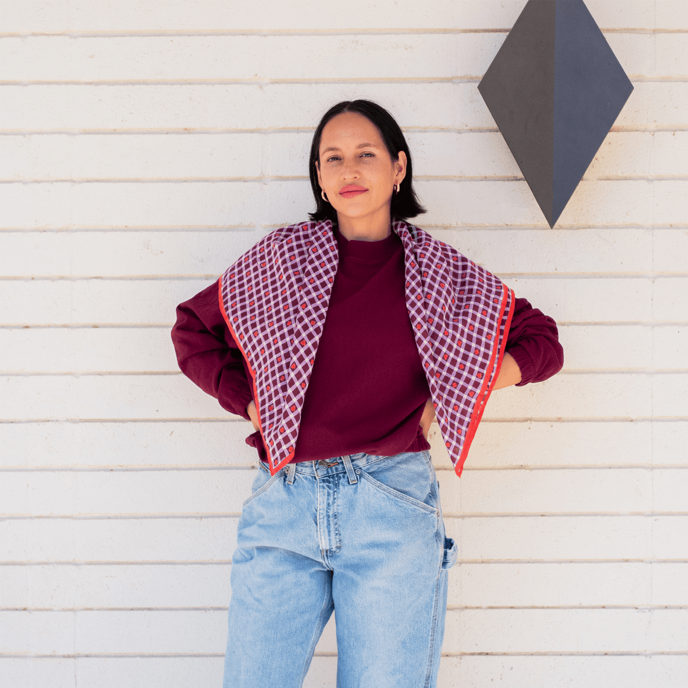 Block Shop · Maroon Hearts Square Scarf | socius design in Rochester, MN