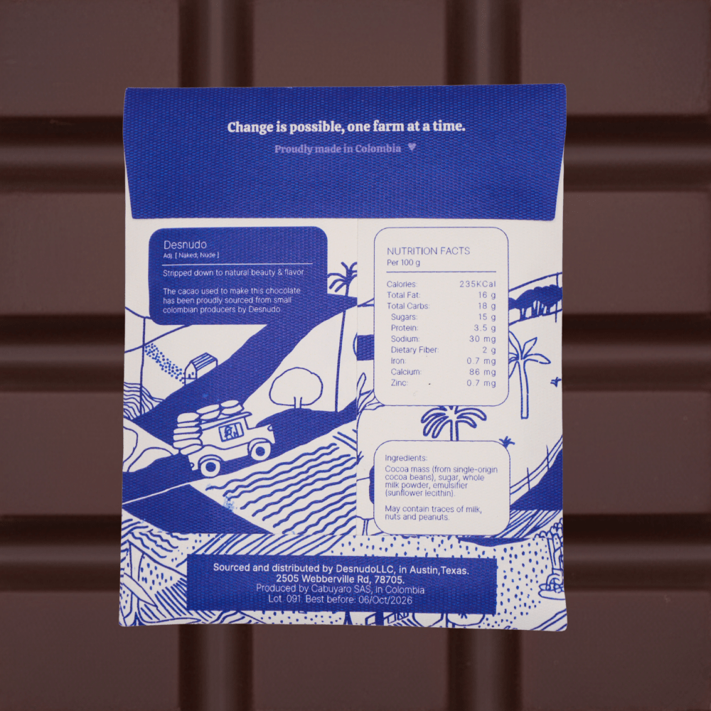 Desnudo Coffee · Milk Chocolate Bar · 50% Huila | socius design in Rochester, MN
