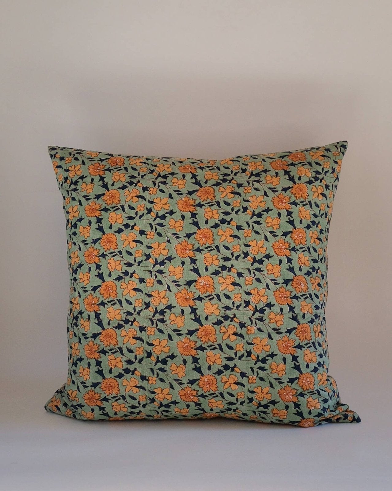 Soil to Studio · Noor Hand Block - printed Linen Pillow in Sage | socius design in Rochester, MN
